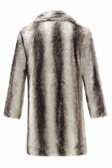 Kawowy Męski Zimowy Płaszcz Ze Sztucznego Futra Średniej Długości Jednorzędowy